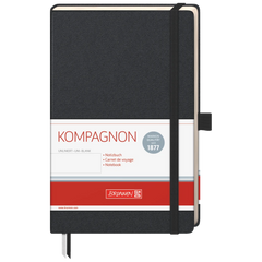 Notizbuch Kompagnon Klassik | A5, unliniert, Gummizugverschluss, schwarz