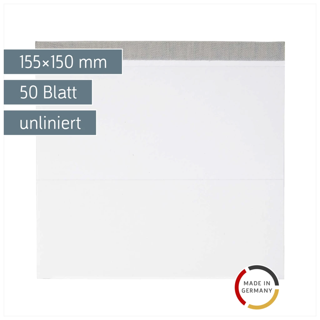 Notizblock | unliniert, 50 Blatt, weiß