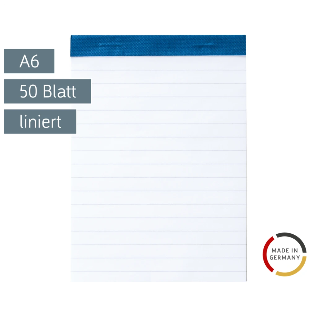 Notizblock | A6, liniert, 50 Blatt, blau
