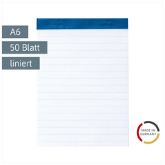 Notizblock | A6, liniert, 50 Blatt, blau