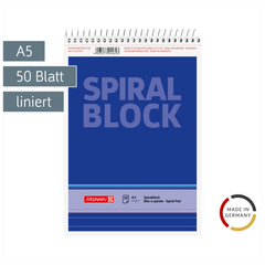 Spiralnotizblock | A5, liniert, 50 Blatt, blau