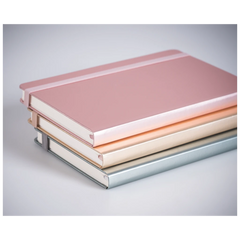 Notizbuch Kompagnon Metallic | A6, punktiert, Gummizugverschluss, roségold