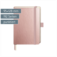 Notizbuch Kompagnon Metallic | A6, punktiert, Gummizugverschluss, roségold