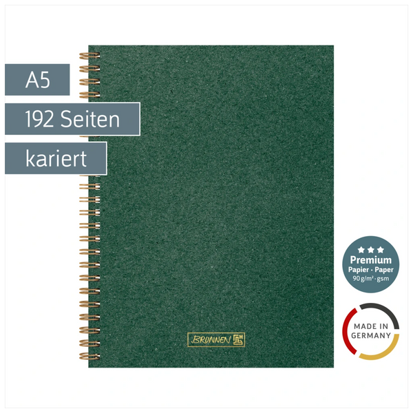 Notizbuch Premium Wire | A5, kariert, forest green