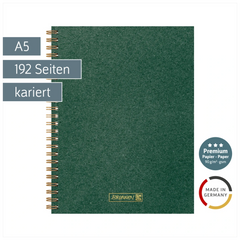 Notizbuch Premium Wire | A5, kariert, forest green