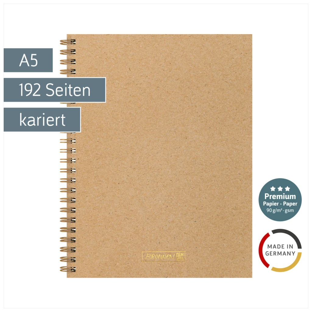 Notizbuch Premium Wire | A5, kariert, caramel