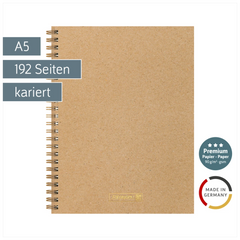 Notizbuch Premium Wire | A5, kariert, caramel