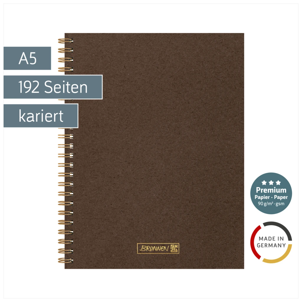 Notizbuch Premium Wire | A5, kariert, chocolate