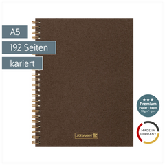 Notizbuch Premium Wire | A5, kariert, chocolate