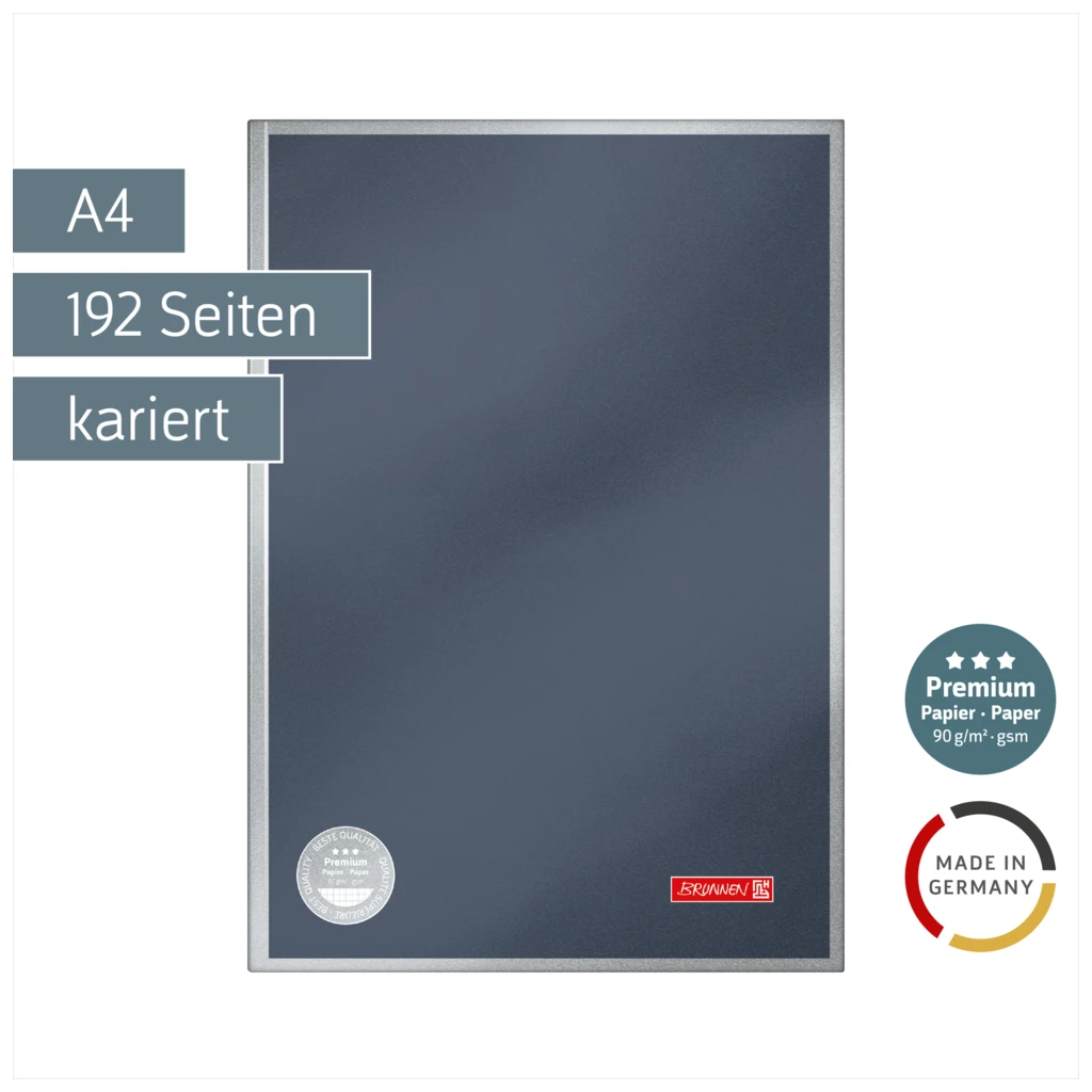 Notizbuch Premium Metallic | A4, kariert, anthrazit
