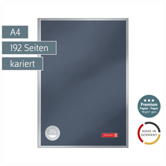 Notizbuch Premium Metallic | A4, kariert, anthrazit