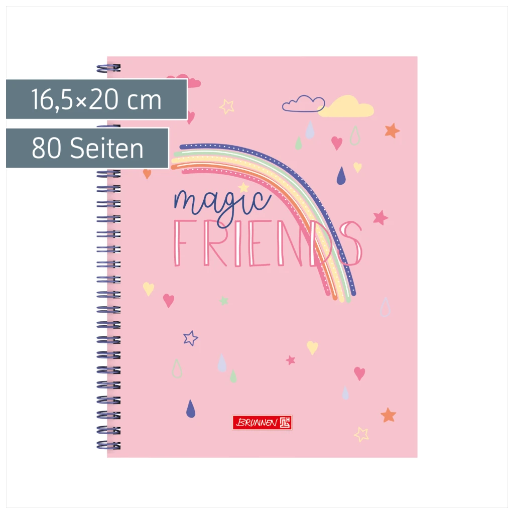 Freundebuch Magic Rainbow | 16,5×20 cm, 80 Seiten, rosa