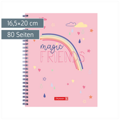 Freundebuch Magic Rainbow | 16,5×20 cm, 80 Seiten, rosa
