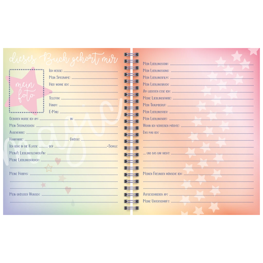 Freundebuch Magic Rainbow | 16,5×20 cm, 80 Seiten, rosa