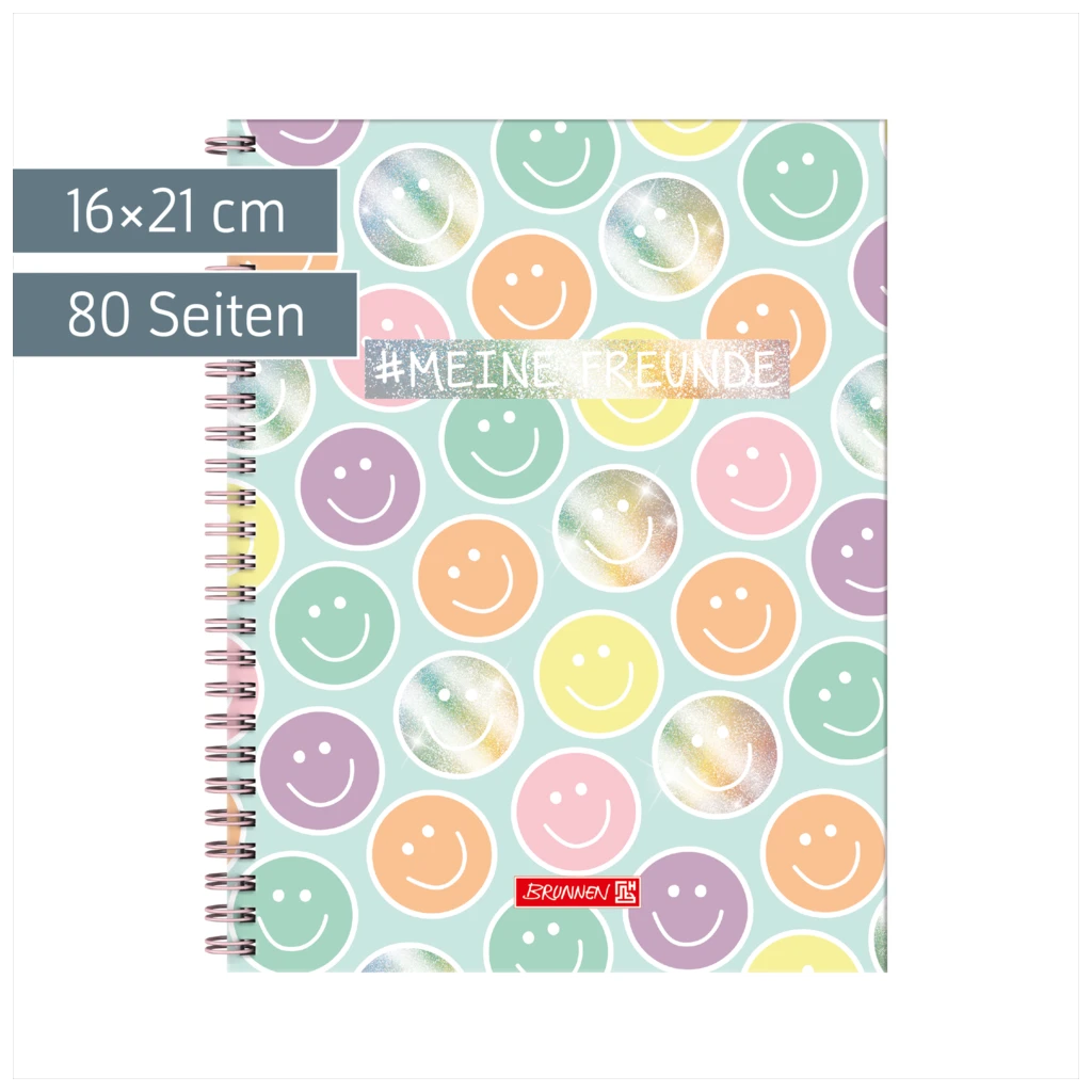 Freundebuch Happy Hippie | 16×21 cm, 80 Seiten, mehrfarbig, pastell
