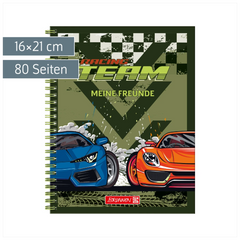Freundebuch Fast Wheels | 16×21 cm, 80 Seiten, grün/mehrfarbig