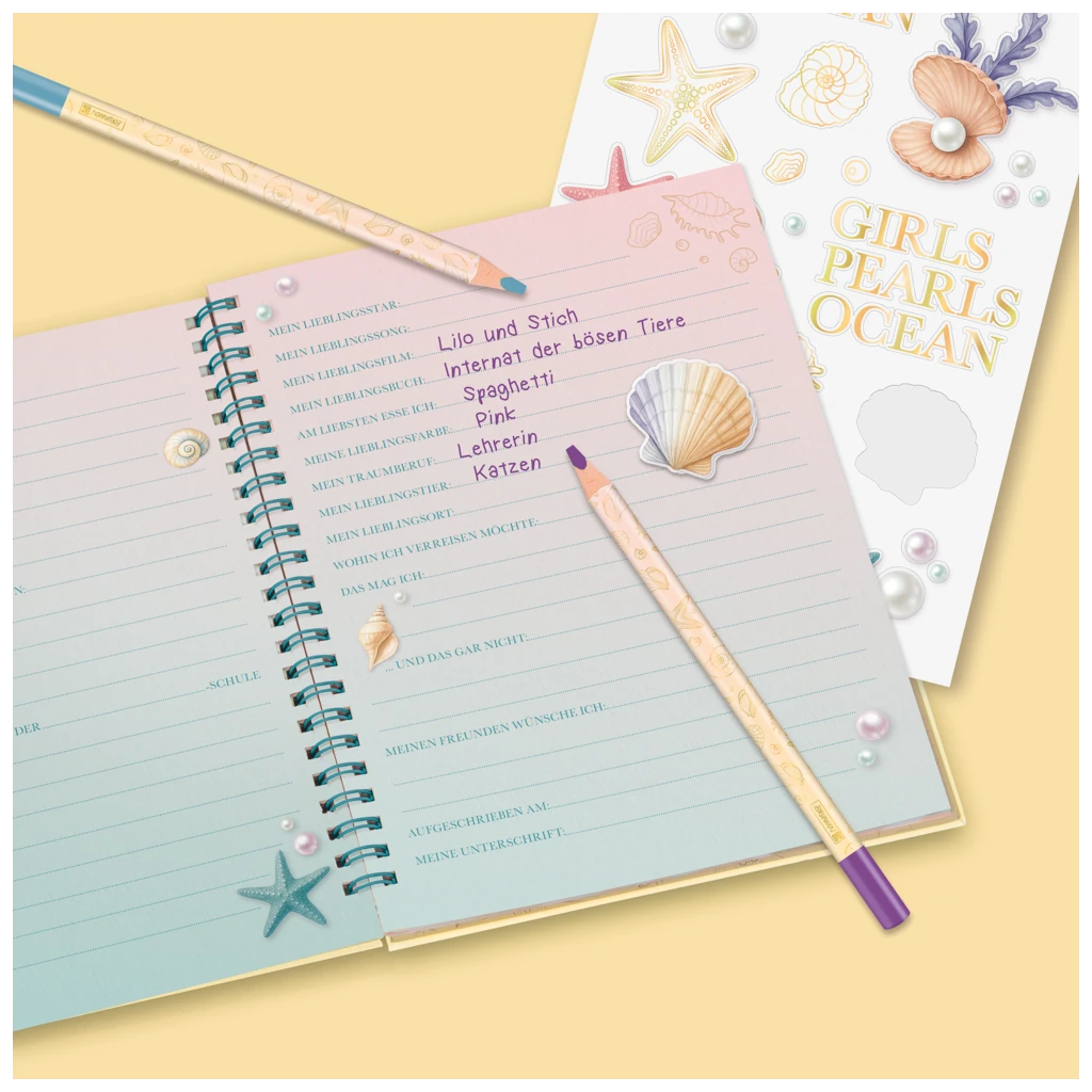 Freundebuch Sunny Ocean | 16×21 cm, 80 Seiten, mehrfarbig, pastell