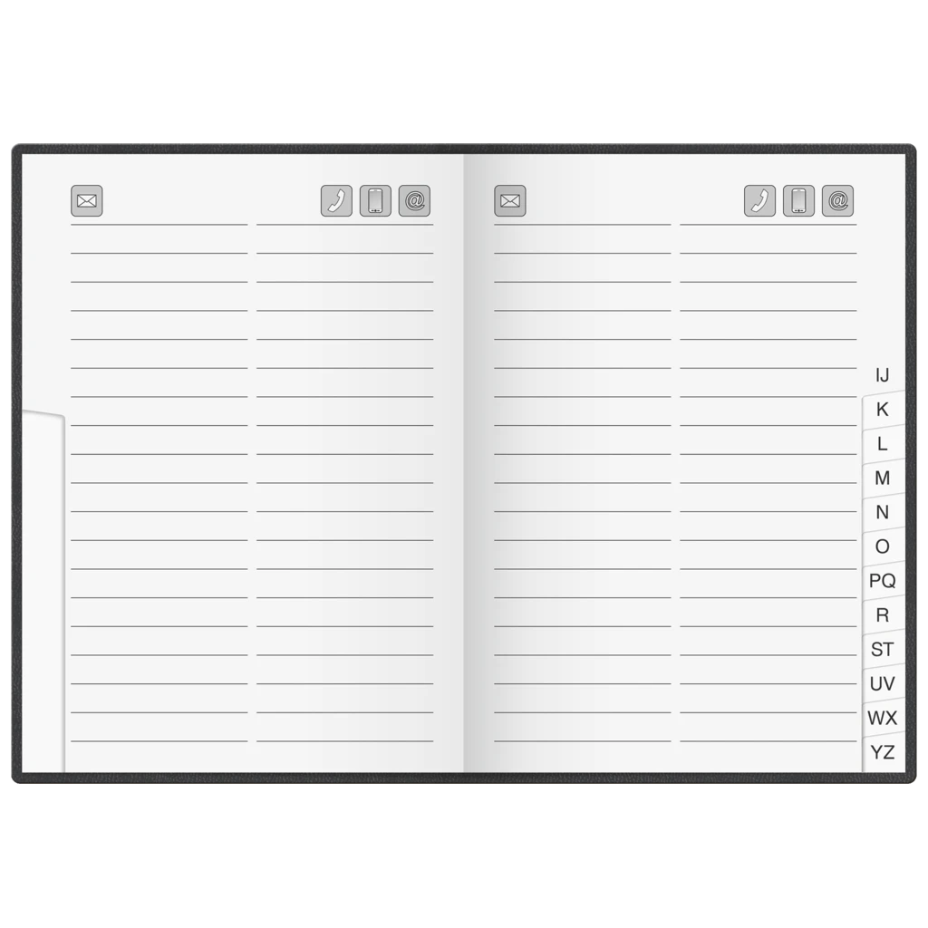 Adressbuch „Virando“ | 100×140 mm, 128 Seiten, schwarz