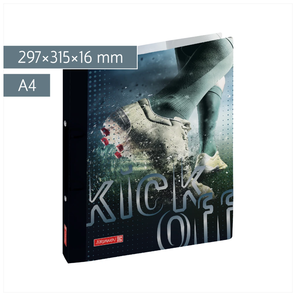 Ringbuch Fußball | A4, 2 Ringe, Füllhöhe: 16 mm, schwarz/silber