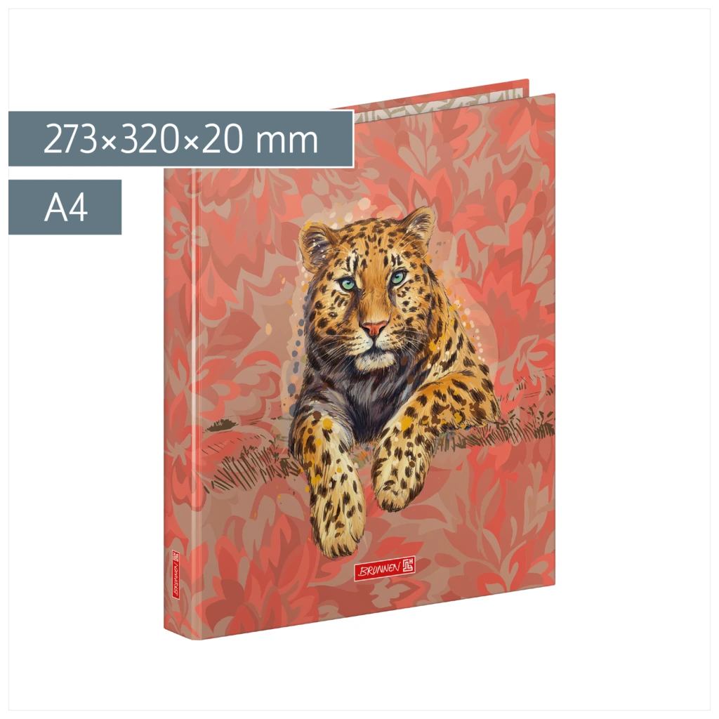 Ringbuch „Leopard“ Safari World | A4, 2 Ringe, Füllhöhe: 20 mm, rot/braun