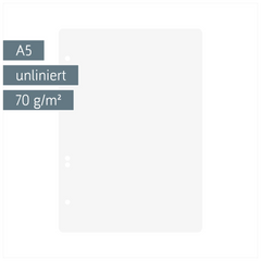 Ringbucheinlagen | A5, unliniert, weiß, 50 Blatt