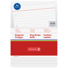 Ringbucheinlagen | A5, liniert, weiß, 100 Blatt