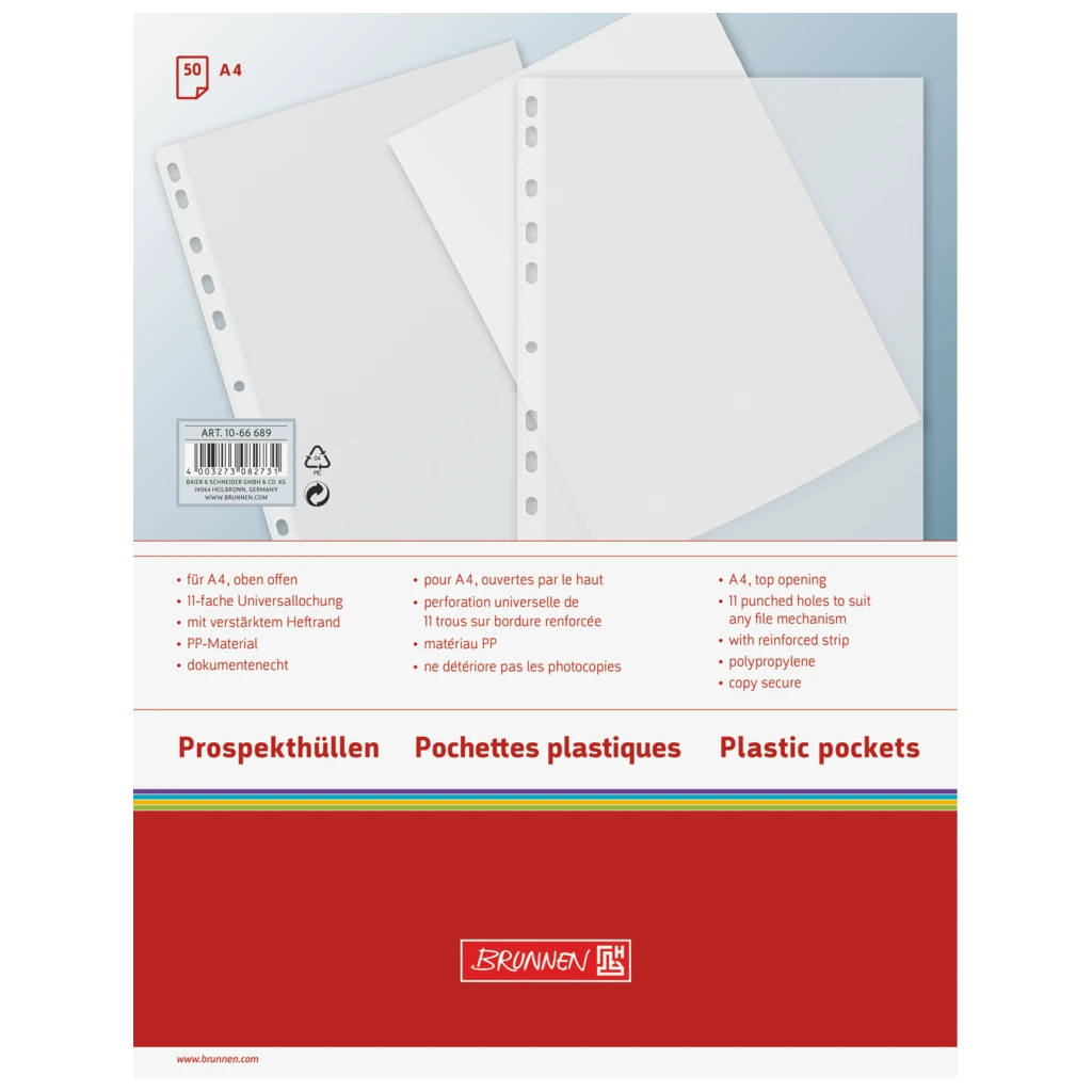 Prospekthüllen | A4, transparent, 50 Stück