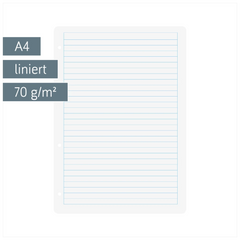 Ringbucheinlagen | A4, liniert mit Rahmen, weiß, 100 Blatt