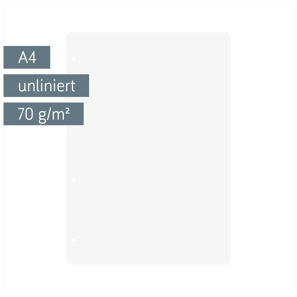 Ringbucheinlagen | A4, unliniert, weiß, 50 Blatt
