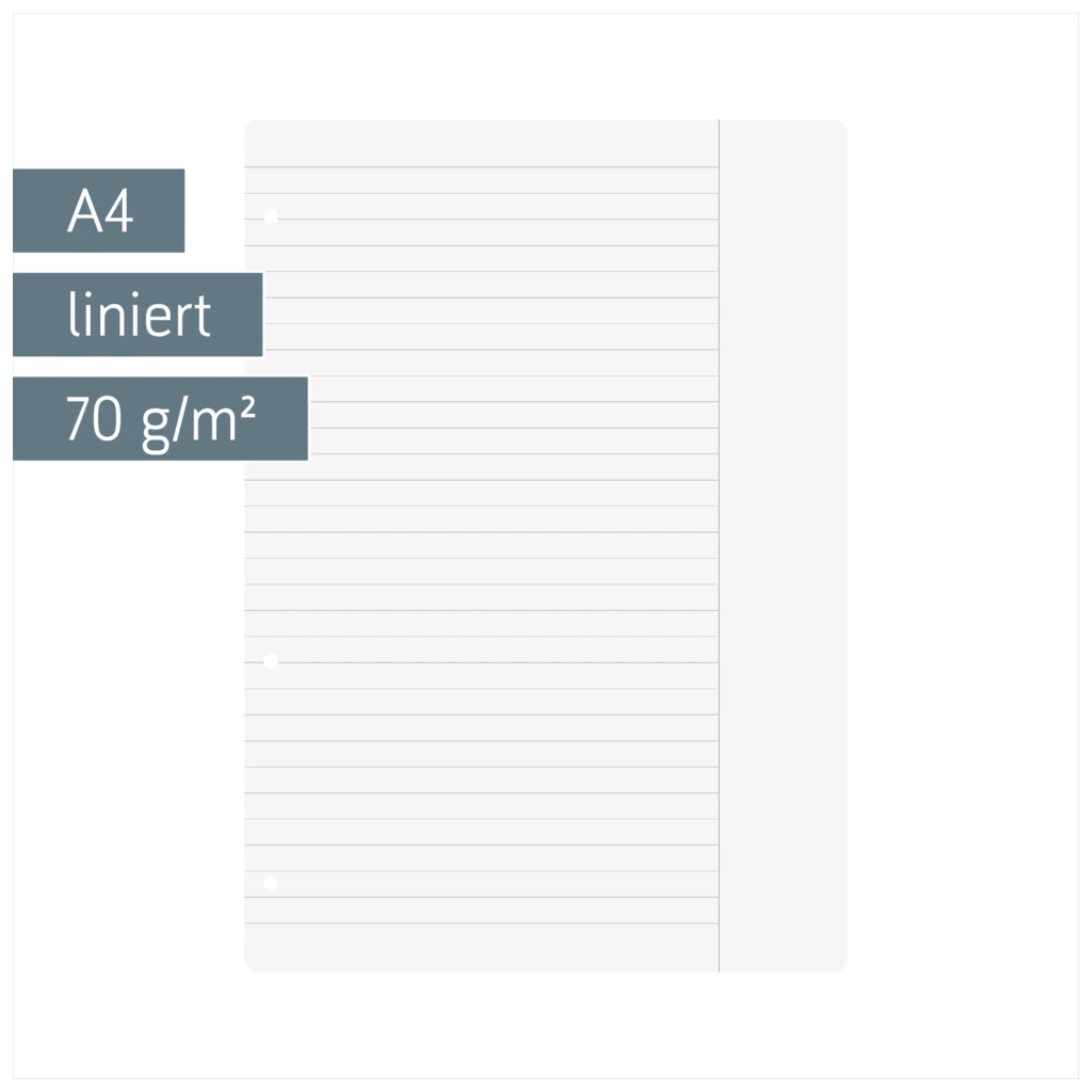 Ringbucheinlagen | A4, liniert mit Rand, weiß, 50 Blatt