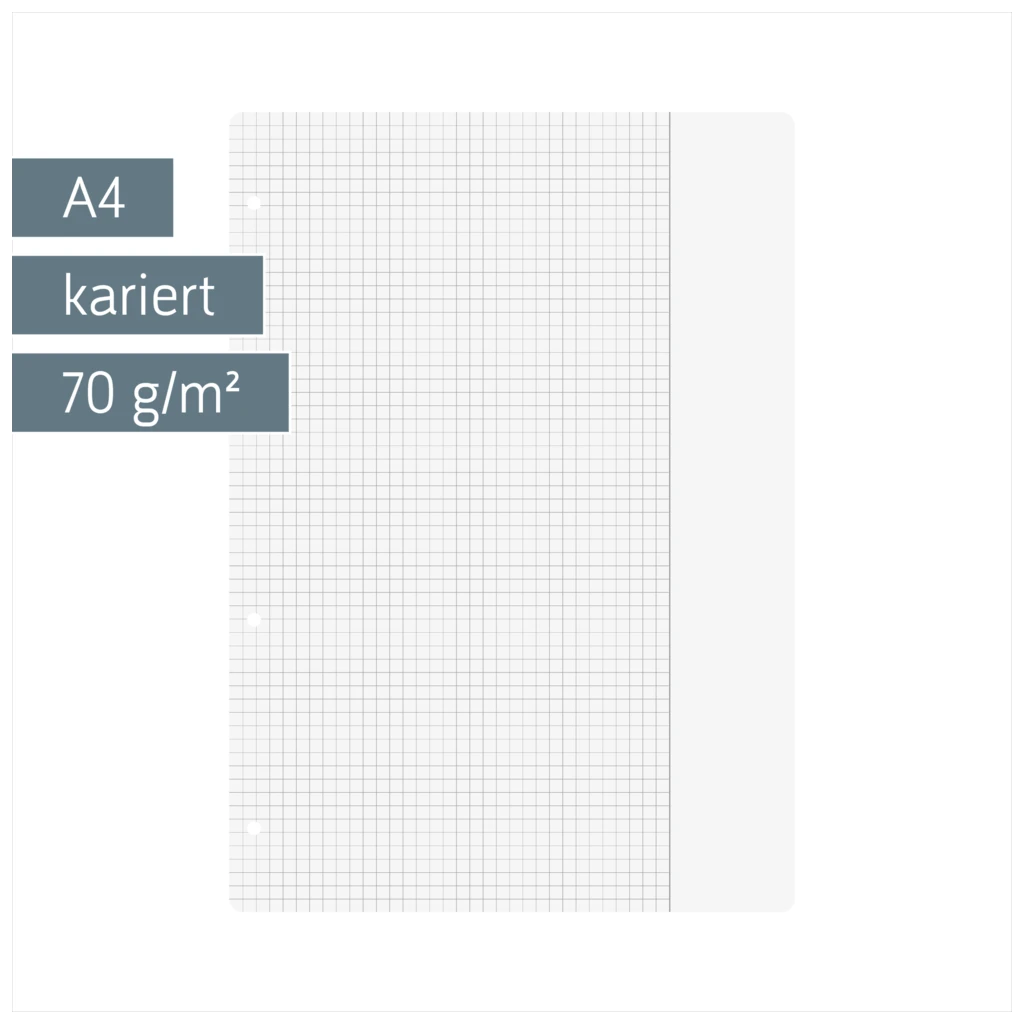 Ringbucheinlagen | A4, 5 mm kariert mit Rand, weiß, 100 Blatt
