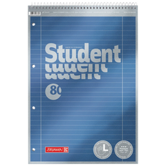 Collegeblock Premium Student Spirale oben | A4, Lineatur 27, 80 Blatt, blau
