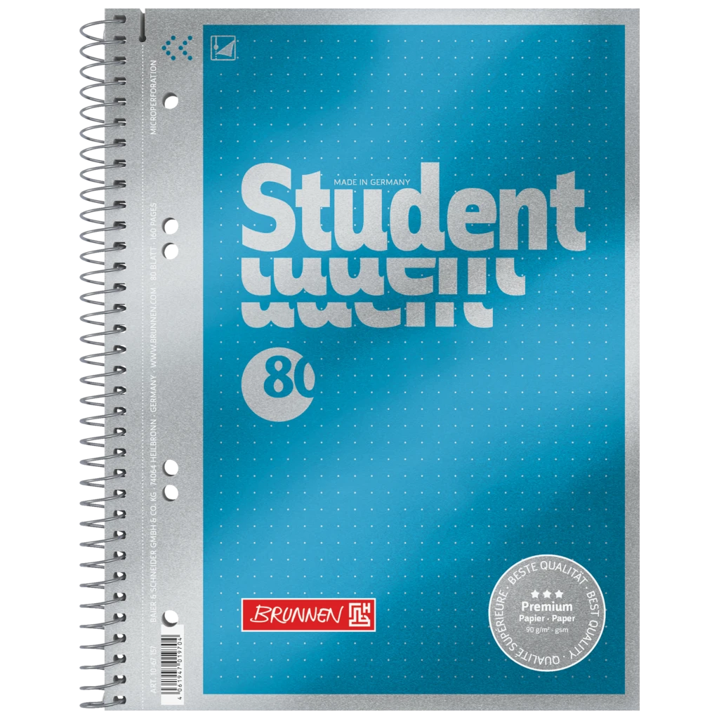 Collegeblock Premium Student | A5, punktiert, 80 Blatt, blau
