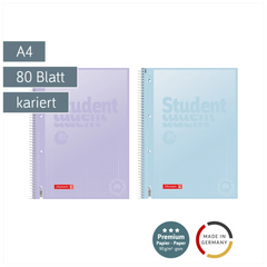 Collegeblock Premium Student „Pastell 2“ | A4, Lineatur 28, 80 Blatt, sortiert