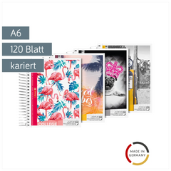 Collegeblock Trend | A6, kariert, 120 Blatt, sortiert