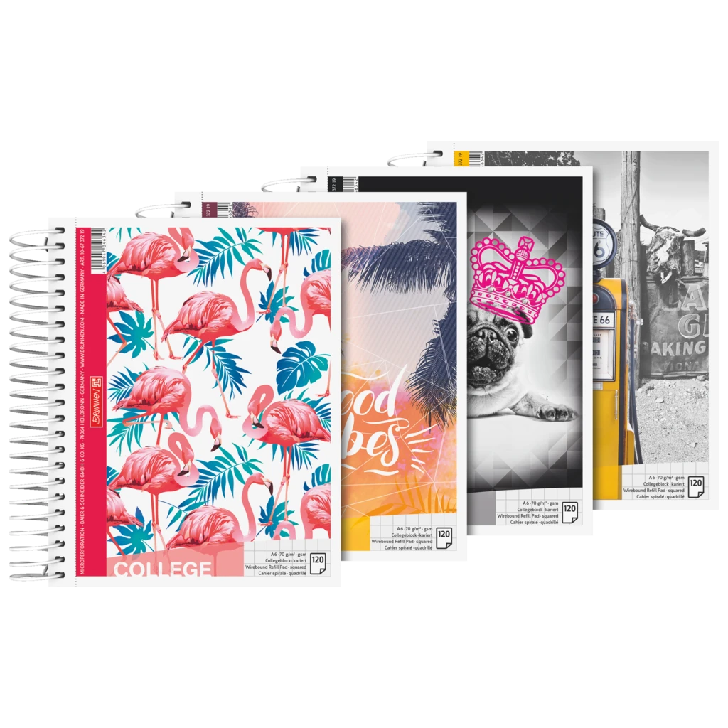Collegeblock Trend | A6, kariert, 120 Blatt, sortiert