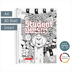 Collegeblock Premium Student „Lama“ ZENart | A4, Lineatur 27, 80 Blatt, weiß