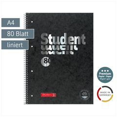 Collegeblock Premium Student FACT!plus | A4, Lineatur 27, 80 Blatt, schwarz/silber