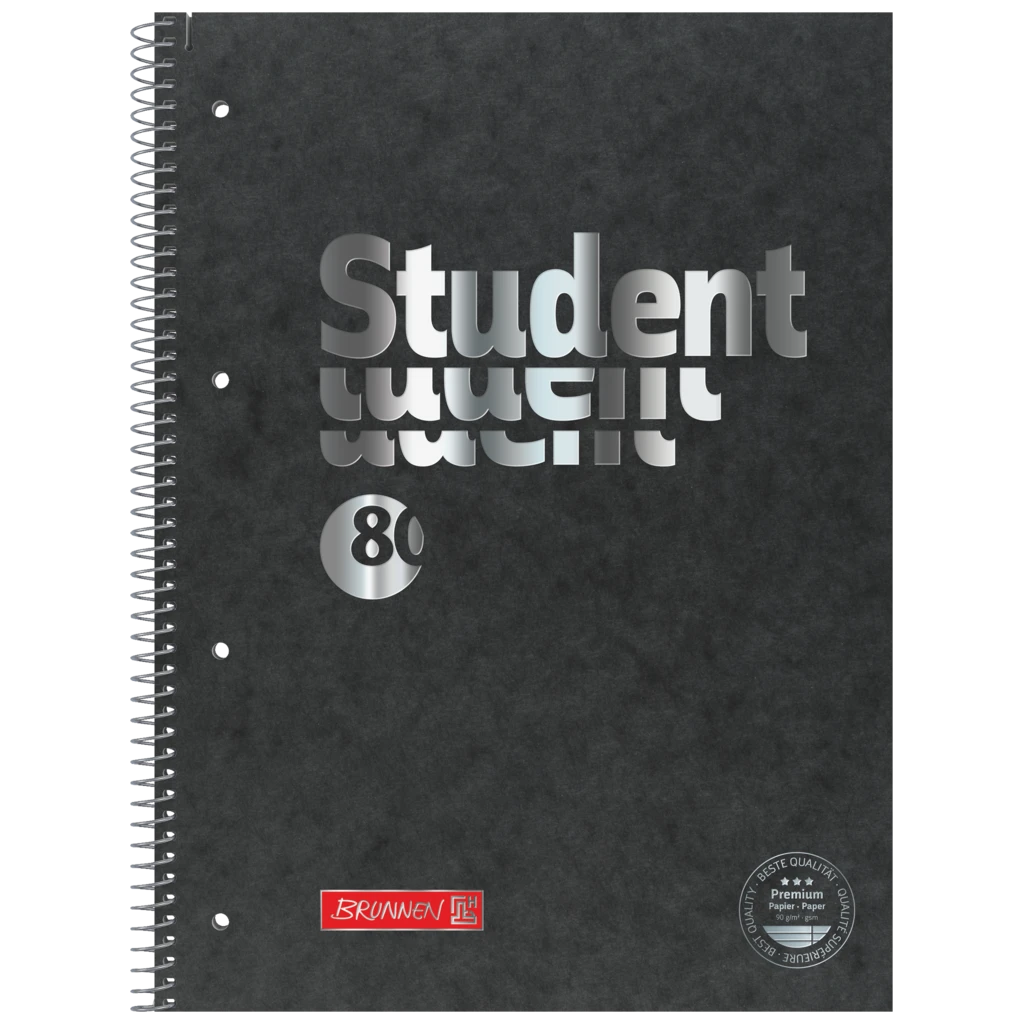 Collegeblock Premium Student FACT!plus | A4, Lineatur 27, 80 Blatt, schwarz/silber
