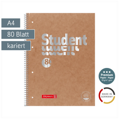Collegeblock Premium Student FACT!plus | A4, Lineatur 28, 80 Blatt, braun/silber