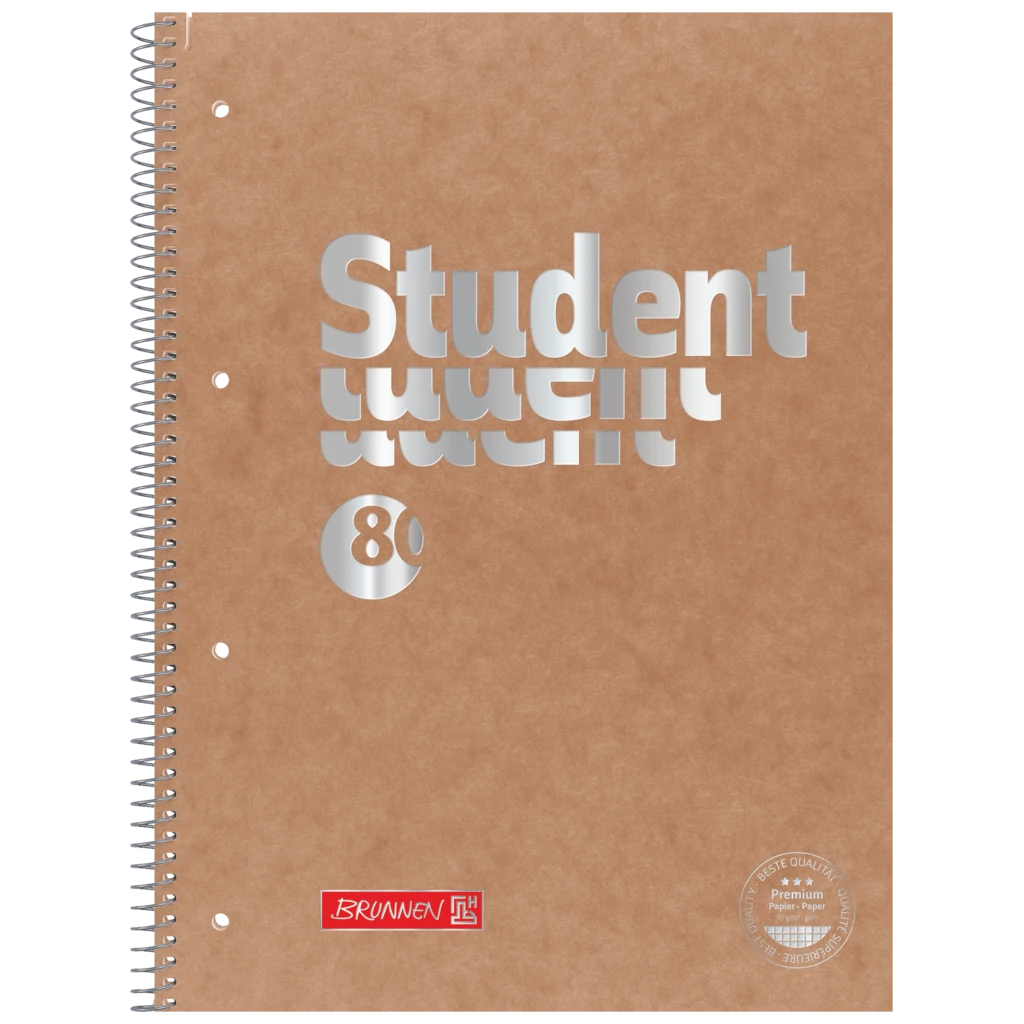 Collegeblock Premium Student FACT!plus | A4, Lineatur 28, 80 Blatt, braun/silber