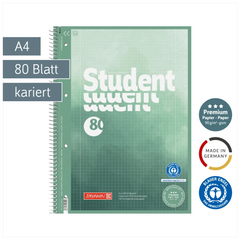 Collegeblock Student Recycling | A4, Lineatur 28, 80 Blatt, grün/mehrfarbig