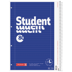 Collegeblock Student Linkshänder | A4, Lineatur 27, 80 Blatt, blau