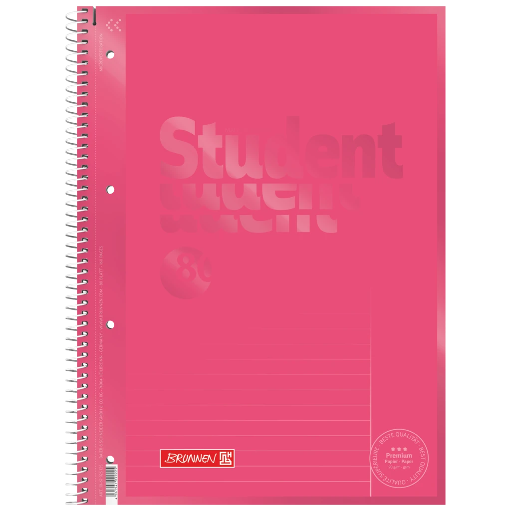 Collegeblock Premium Student Colour Code | A4, Lineatur 25, 80 Blatt, tulip