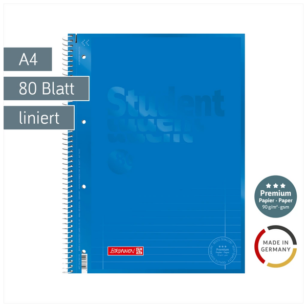 Collegeblock Premium Student Colour Code | A4, Lineatur 27, 80 Blatt, azur