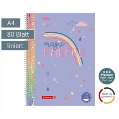 Collegeblock Premium Magic Rainbow | A4, Lineatur 27, 80 Blatt, violett