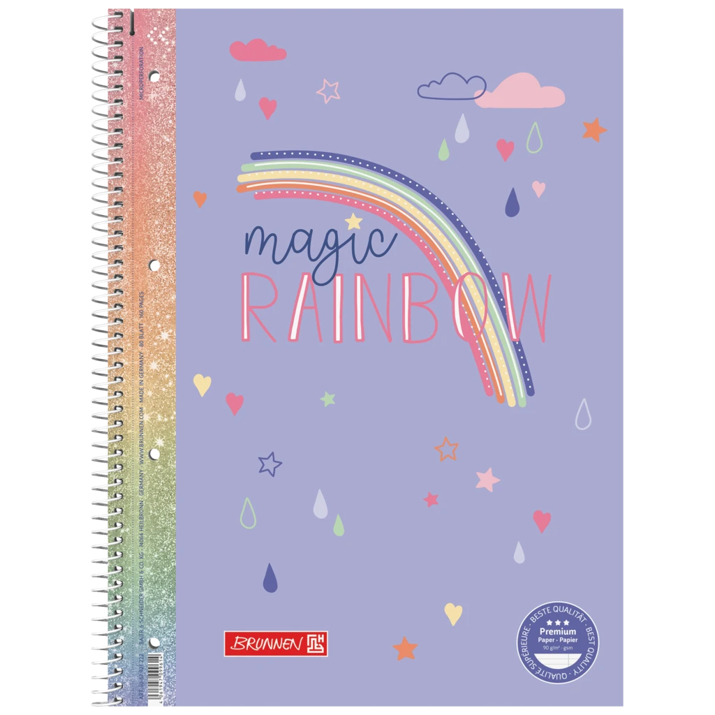 Collegeblock Premium Magic Rainbow | A4, Lineatur 27, 80 Blatt, violett