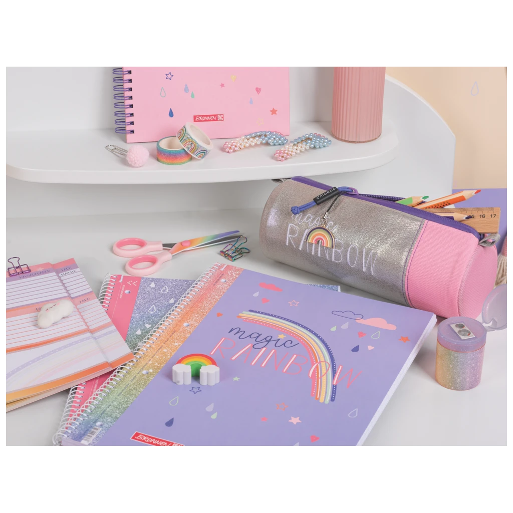 Collegeblock Premium Magic Rainbow | A4, Lineatur 27, 80 Blatt, violett