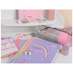 Collegeblock Premium Magic Rainbow | A4, Lineatur 27, 80 Blatt, violett
