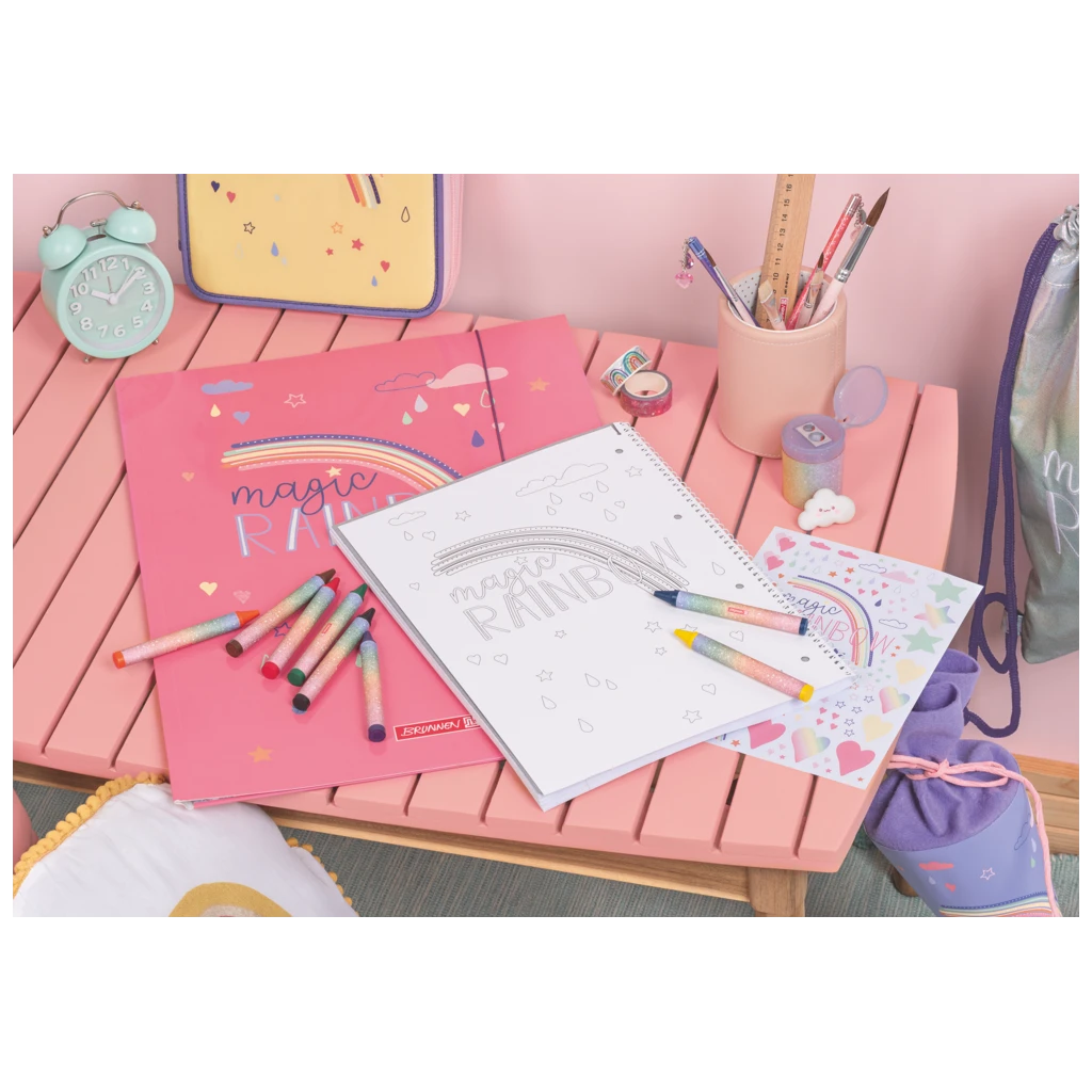 Collegeblock Premium Magic Rainbow | A4, Lineatur 27, 80 Blatt, violett